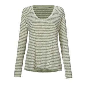 CAbi Green Striped Long Sleeve Tee